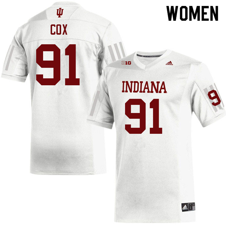 Women #91 LeDarrius Cox Indiana Hoosiers College Football Jerseys Sale-White